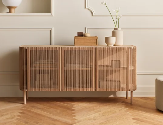 Cord Sideboard, nature Cord, chêne pigmenté blanc / huilé