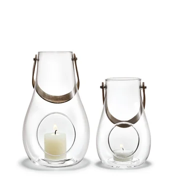 Design avec lanterne légère (lot de 2) H 16 cm + 25 cm de Holmegaard en clair