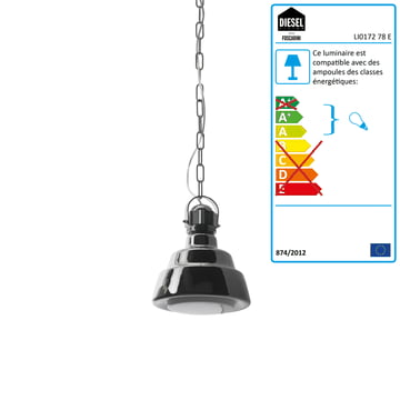 Diesel Living - Suspension lumineuse Glas, piccola en chromé