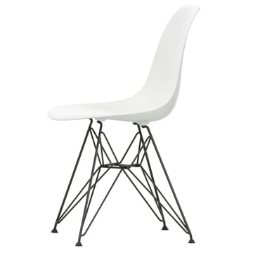 Vitra - Eames Plastic Side Chair DSR, thermopoudré / blanc, patins en feutre noir