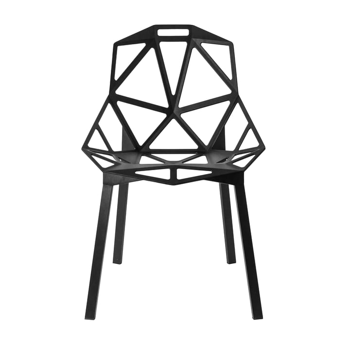 Chair One Chaise empilable de Magis en aluminium anodisé noir / noir