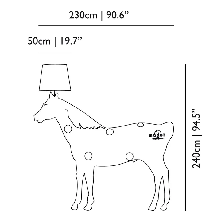 Moooi - Lampadaire Horse Lamp - Dimensions