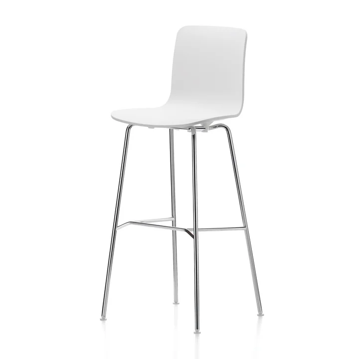 Hal Tabouret de bar, haut, blanc / chrome / patins en plastique blanc de Vitra