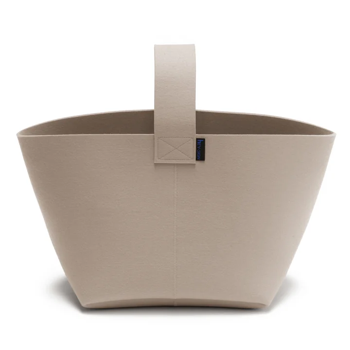 Panier à bûches Hey Sign avec poignée de transport - stone