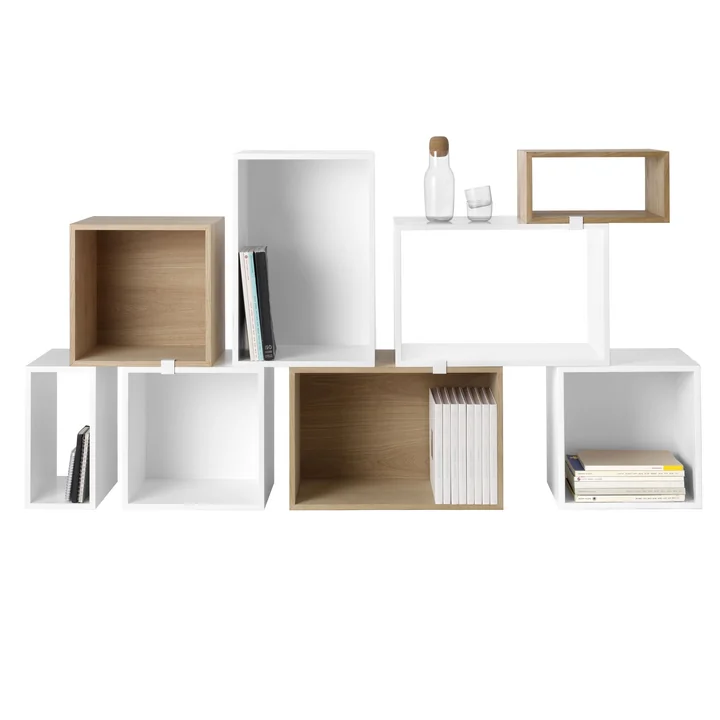 Muuto - Stacked Système d'étagères en frêne et en blanc