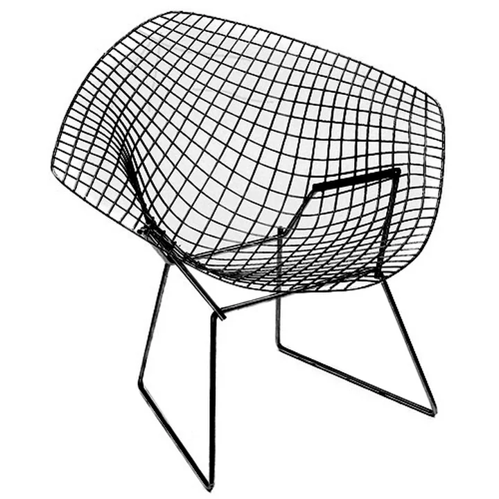 Fauteuil Bertoia Diamond Outdoor de Knoll en noir