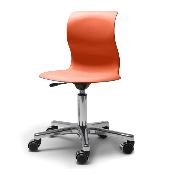 Flötotto, Pro 4 et 5 Chaise pivotante Chrom, coque rouge corail