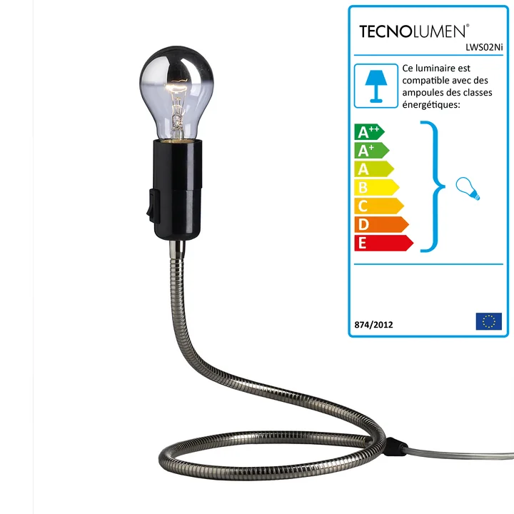 Tecnolumen - Lampe de table Lightworm, nickelée