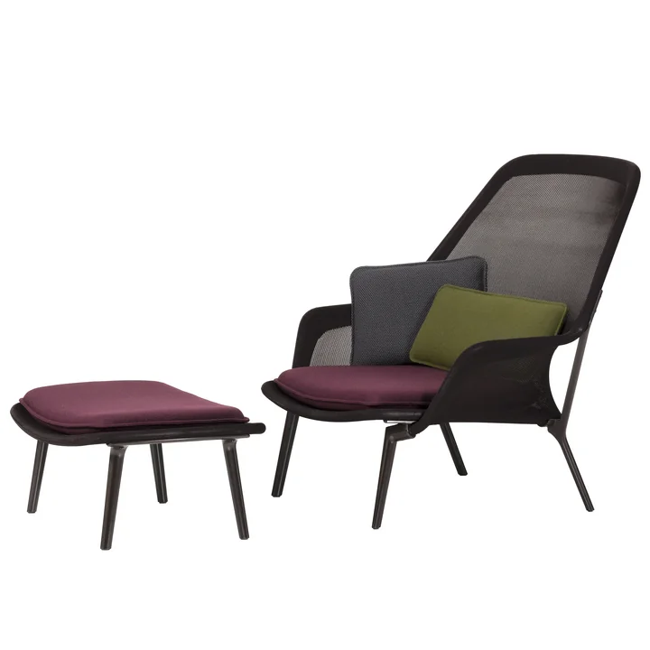 Slow Chair & Ottoman par Vitra en chocolat et marron