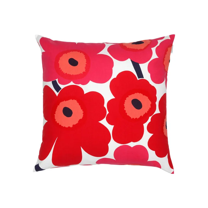 Pieni Unikko Taie d'oreiller 50 x 50 cm de Marimekko en blanc / rouge