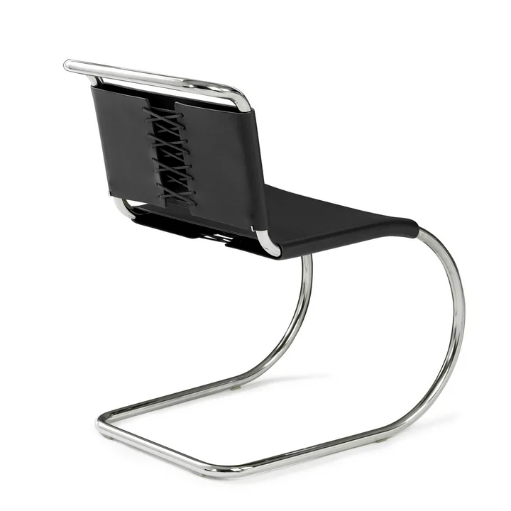 Knoll - Chaise d'appoint MR, sans accoudoirs, cuir de bovin noir