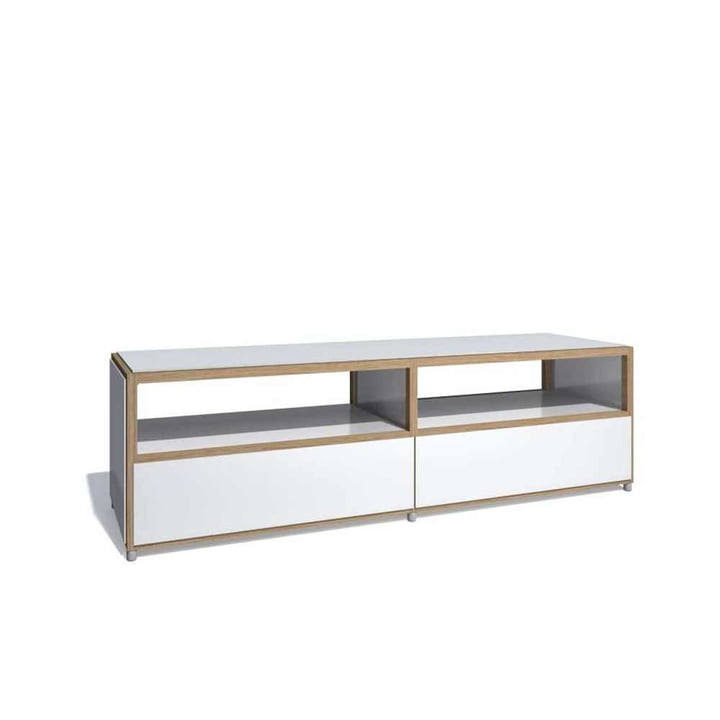 Flötotto – Meuble télé ADD, 2 tiroirs en-dessous, mélaminé blanc