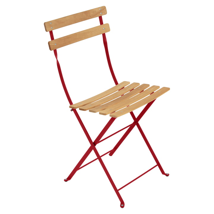 Bistro Chaise pliante Naturel de Fermob en rouge coquelicot