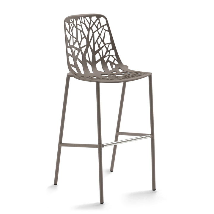 Forest Tabouret de bar haut avec dossier haut de Fast en taupe