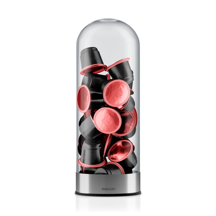 Eva Solo - distributeur de capsules café, vertical avec capsules rouges