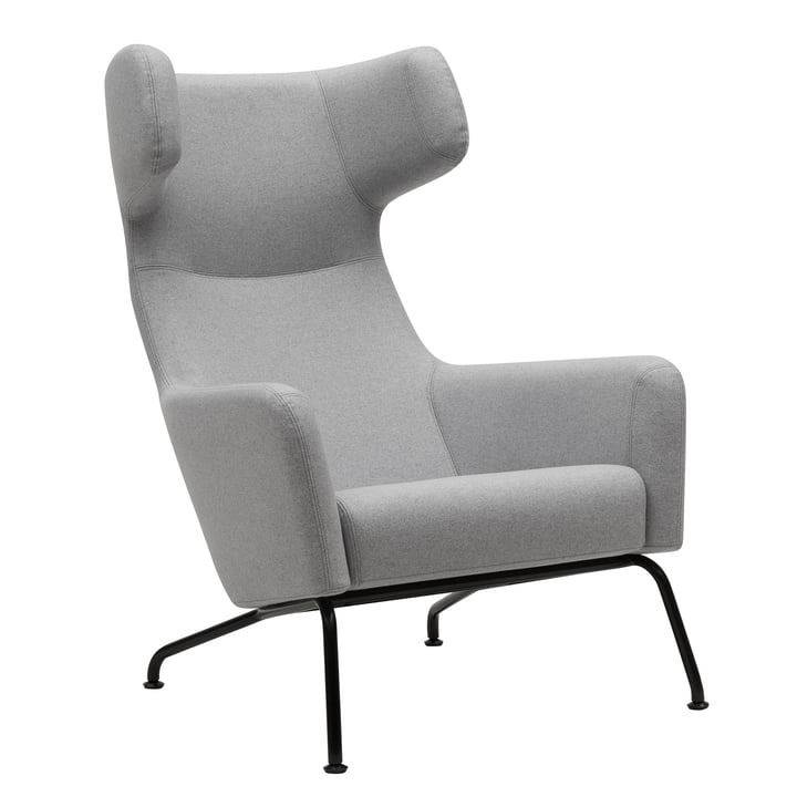 Softline - Havana fauteuil à oreilles, cadre noir / feutre gris foncé (620)