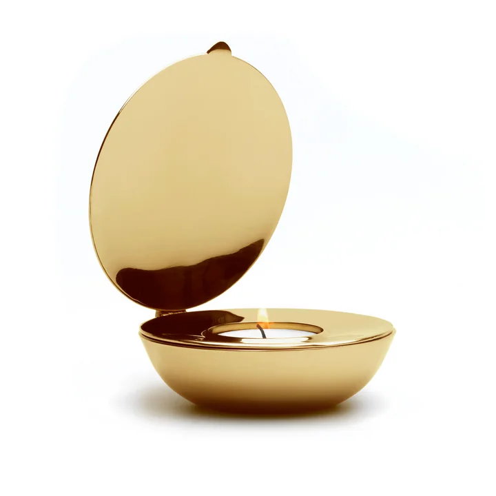 Design House Stockholm - Photophore pour bougies chauffe-plat Shell en laiton