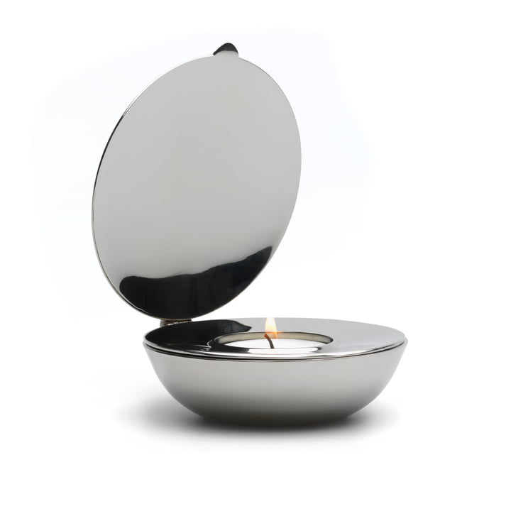 Design House Stockholm - Photophore pour bougies chauffe-plat Shell en nickel/chrome
