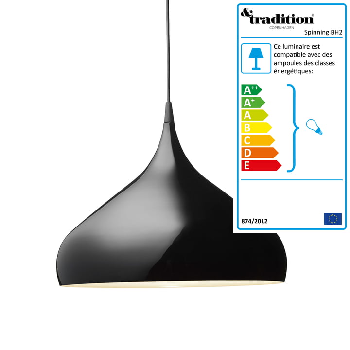 Lampe à suspension tournante BH2 Ø 40 cm de & tradition en noir