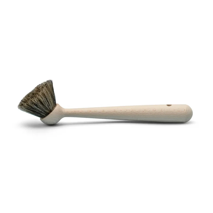 Brosse à vaisselle avec poils naturels et manche en bois