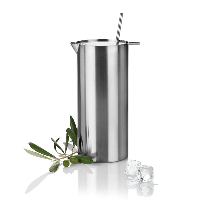 Le mixeur de bar avec crépine et cuillère de bar de Stelton a une forme moderne et simple