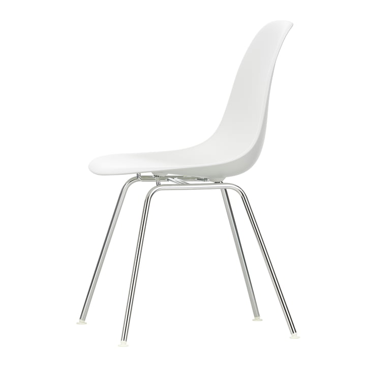 Eames Plastic Side Chair DSX by Vitra en chrome / blanc