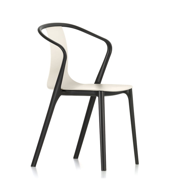 Armchair Plastic Belleville par Vitra en noir intense / crème
