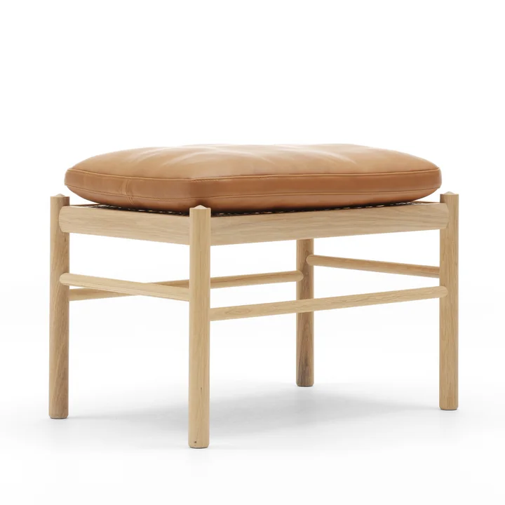 OW149 F Colonial Tabouret de pied de Carl Hansen en chêne huilé et cuir SIF 95