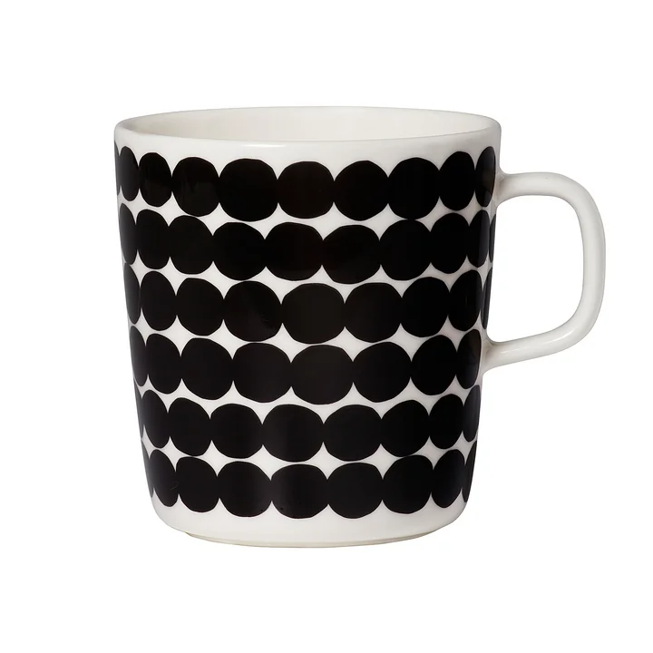 Oiva Räsymatto Gobelet avec anse 400 ml de Marimekko en noir / blanc