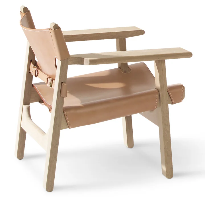 Chaise espagnole de Frédéricia en chêne savonné et cuir de selle nature