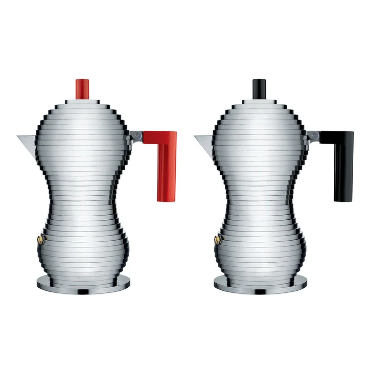 Pulcina Cafetière espresso moyenne de Alessi en noir et rouge