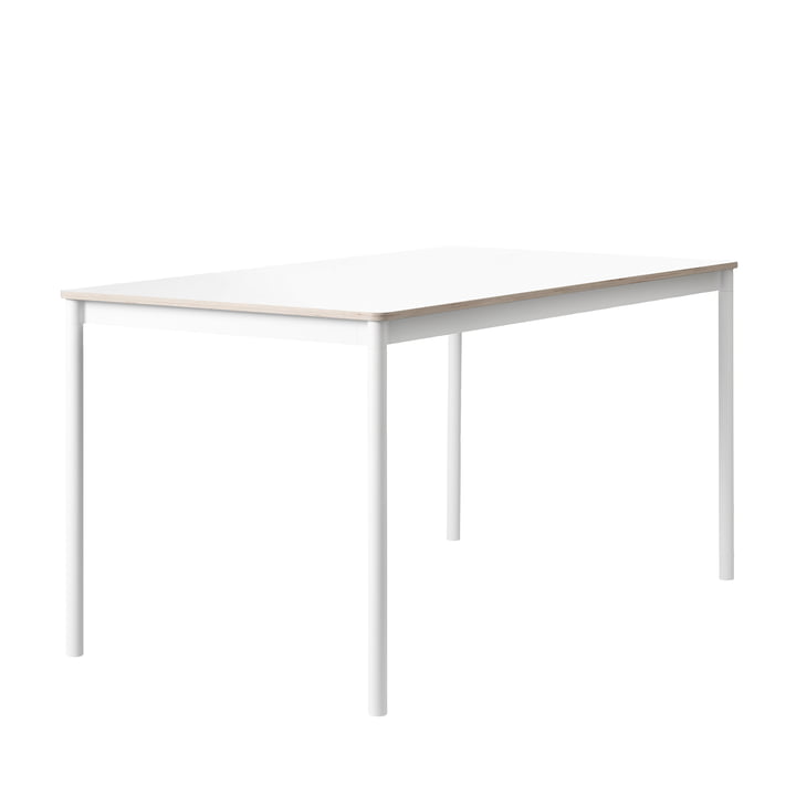 Table Base de Muuto en blanc avec bords en contreplaqué