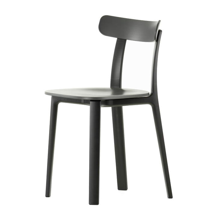 Vitra - All Plastic Chair gris foncé, patins en feutre pour sols durs