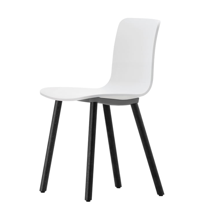 Vitra - chaise Hal Wood, blanc / chêne foncé, patins en feutre