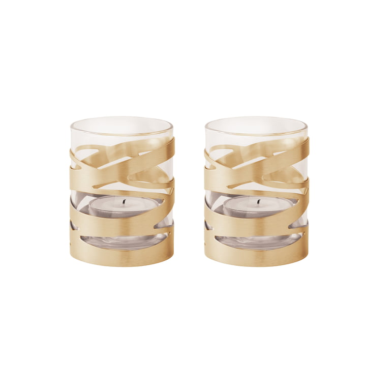 Photophores pour bougies chauffe-plat Tangle en laiton (lot de 2) de Stelton