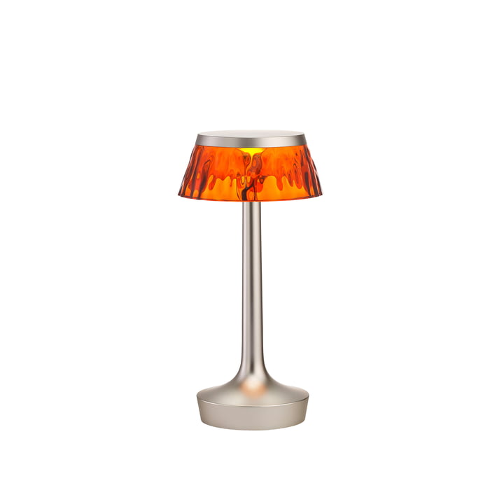 Le Flos - Lampe de table Bon jour Unplugged en chrome mat / ambre couronne