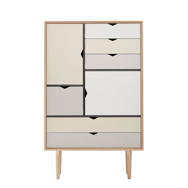 S5 Commode de Andersen Furniture en chêne savonné (façades argent, beige, gris métal)