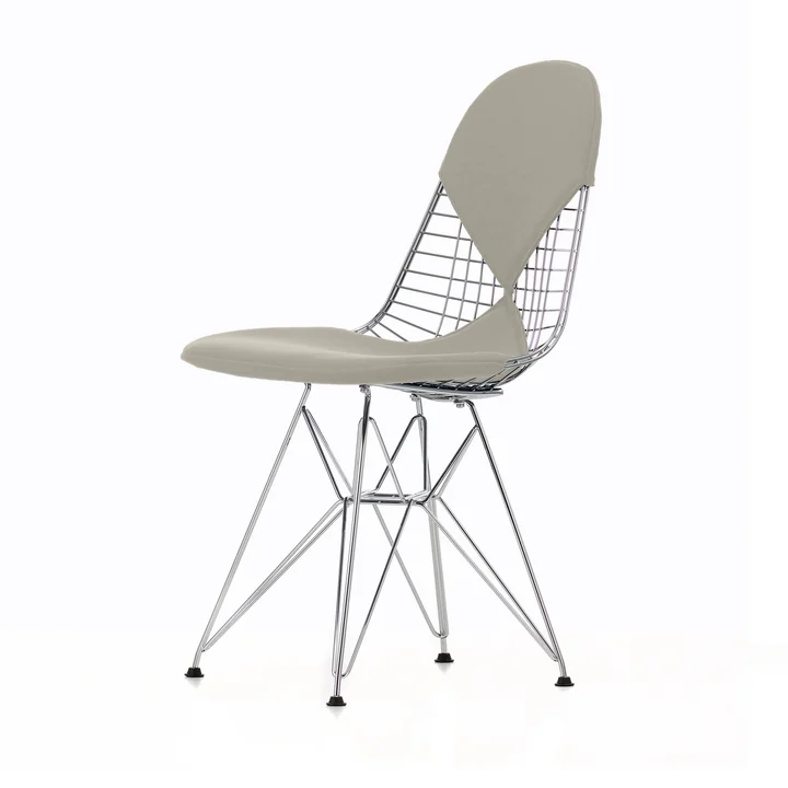 Wire Chair DKR-2 (nouvelle hauteur) de Vitra en hopsak warmgrey / ivoire / piétement chromé