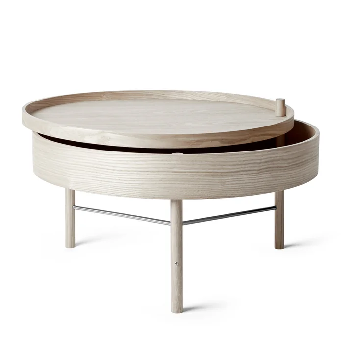 Table tournante à partir du menu en contre-fiches en chêne blanc / chrome noir