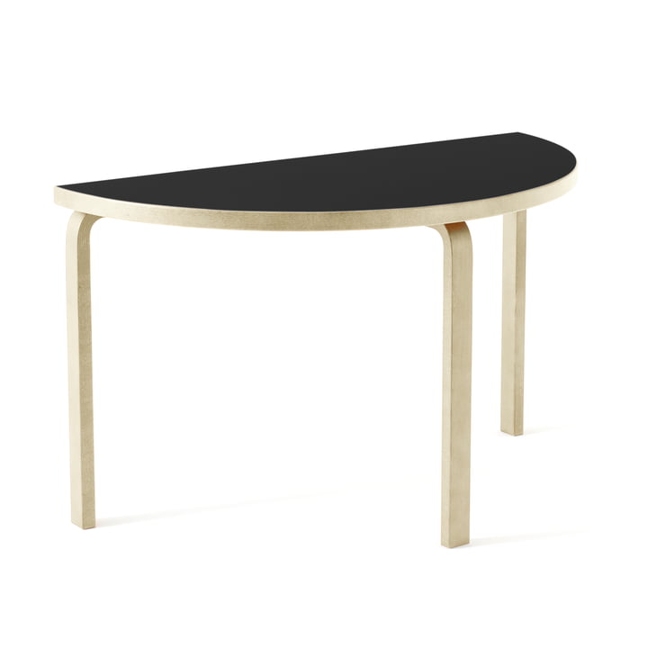 95 Table de Artek en bouleau naturel / linoléum noir