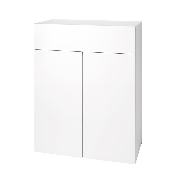 Commode Urban 1072 (80 cm, 2 portes/1 tiroir) de Schönbuch en blanc neige (RAL 9016)