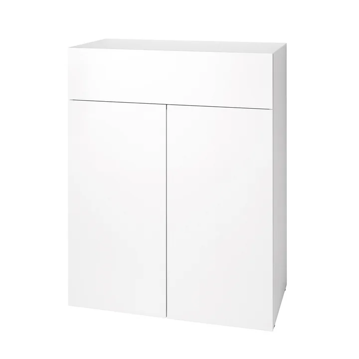 Commode Urban 1072 (80 cm, 2 portes/1 tiroir) de Schönbuch en blanc neige (RAL 9016)