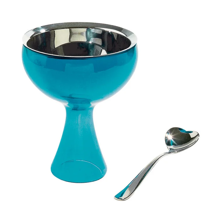 Coupe à glace Big Love avec cuillère d’Alessi en bleu