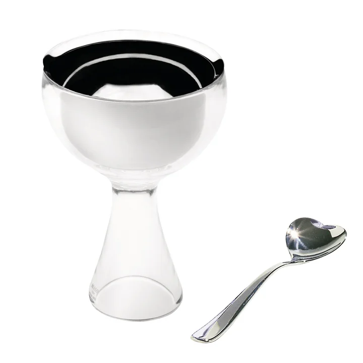 Coupe à glace Big Love avec cuillère d’Alessi en gris glace