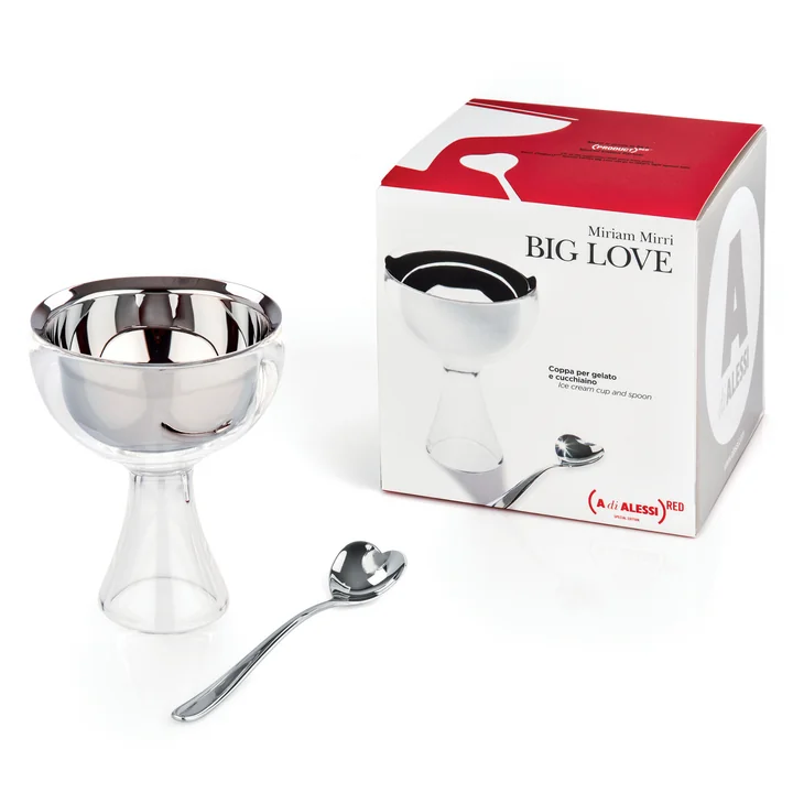 Coupe à glace Big Love avec cuillère d’Alessi en gris glace