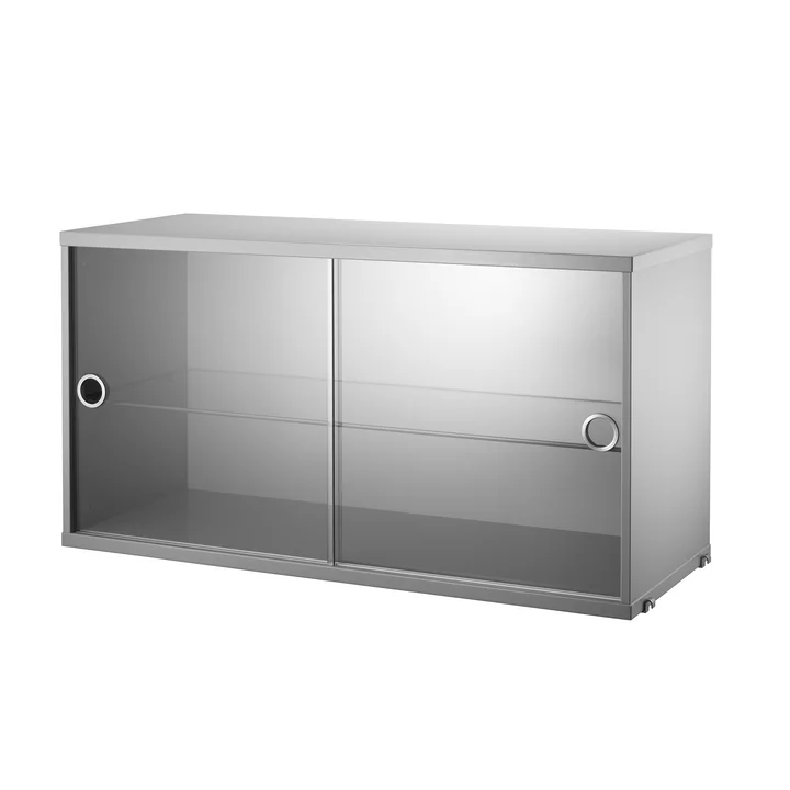 Armoire vitrine avec portes coulissantes en verre 78 x 30 cm de String en gris