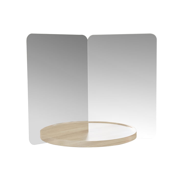 Miroir 124° avec tablette, moyen modèle d'Artek en frêne