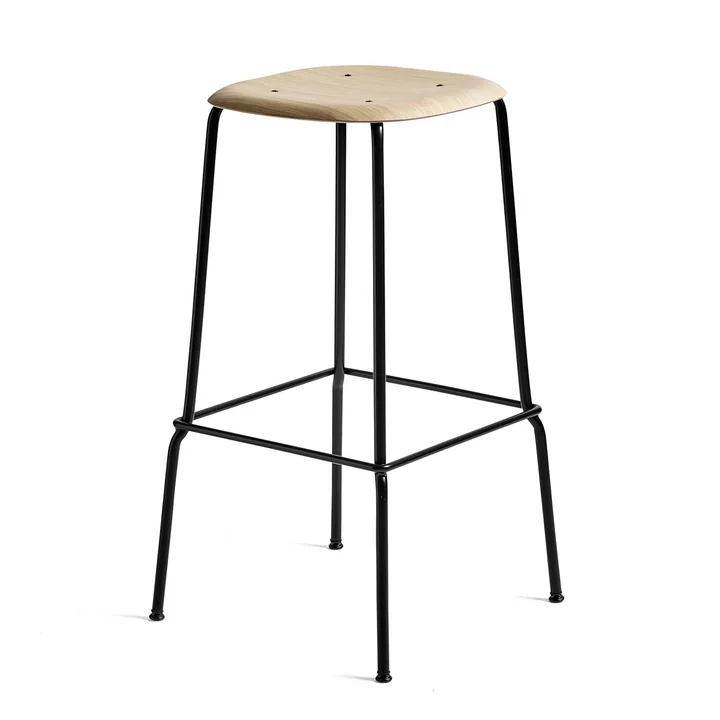 Soft Edge 30 High Tabouret de HAY en chêne laqué mat / acier laqué époxy noir