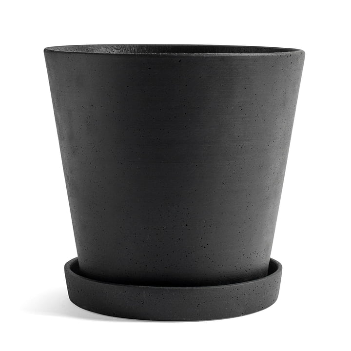 Pot de fleur avec soucoupe XXL de Hay en noir