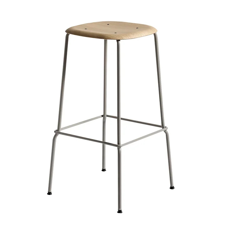 HAY - Soft Edge 30 High Tabouret, chêne laqué mat / acier laqué époxy gris soft